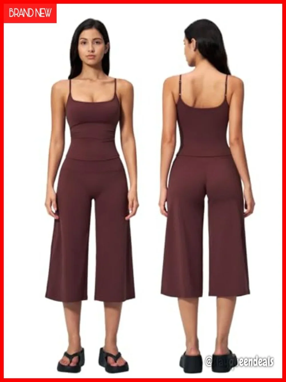 Women's Two Piece Tank Top & Wide Leg Capri Pants Workout Set